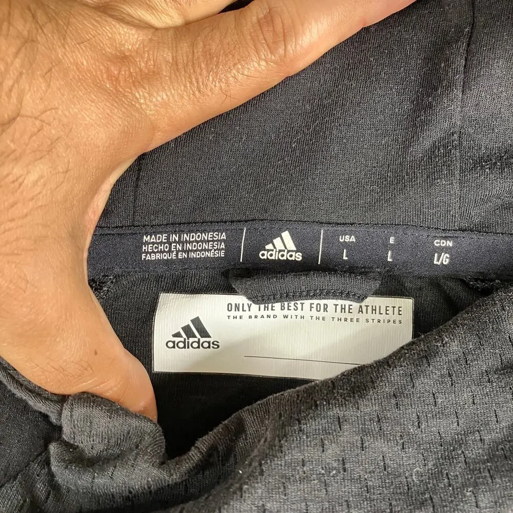 Adidas Hoodie Mens Size L Black BC Logo Pullover Lightweight Athletic Sportswear